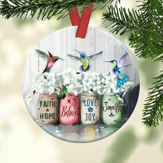 Hummingbird Faith 1 Ceramic Circle Ornament - Decorative Ornament - Christmas Ornament
