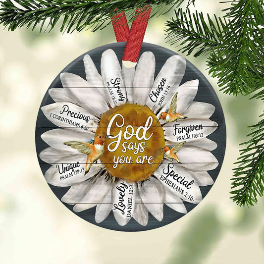 Hummingbird Faith Ceramic Circle Ornament - Decorative Ornament - Christmas Ornament