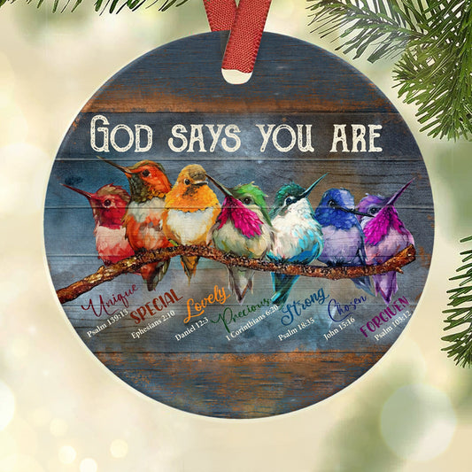 Hummingbird Faith Faith Bigger Than Fear Ceramic Circle Ornament - Decorative Ornament - Christmas Ornament