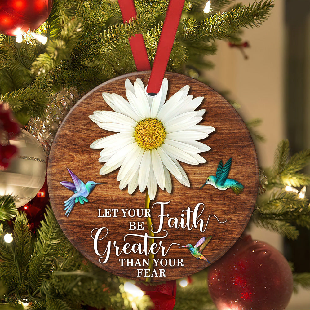 Hummingbird Faith Over Fear Ceramic Circle Ornament - Decorative Ornament - Christmas Ornament