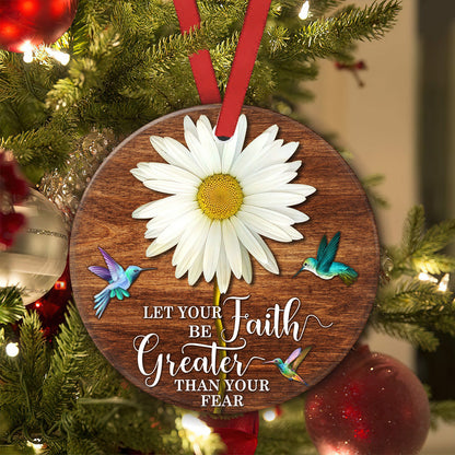 Hummingbird Faith Over Fear Ceramic Circle Ornament - Decorative Ornament - Christmas Ornament