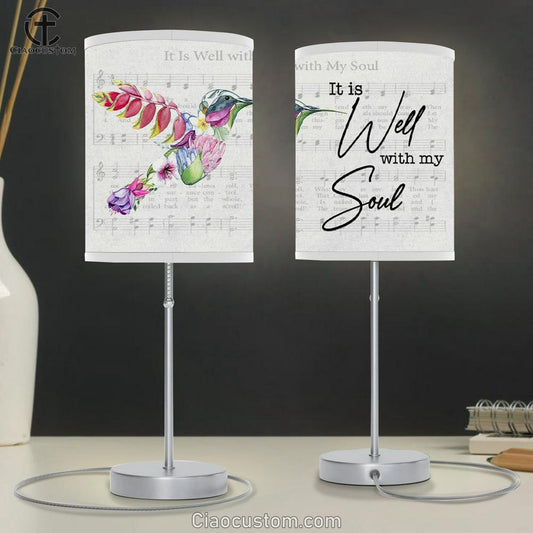 Hummingbird Flower - It Is Well With My Soul Table Lamp For Bedroom - Christian Room Decor