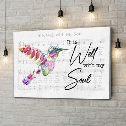 Hummingbird Flower, It Is Well With My Soul Wall Art Canvas - Religious Wall Decor