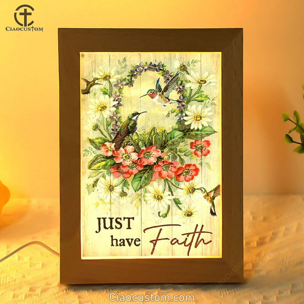 Hummingbird Flower Wreath Just Have Faith Frame Lamp