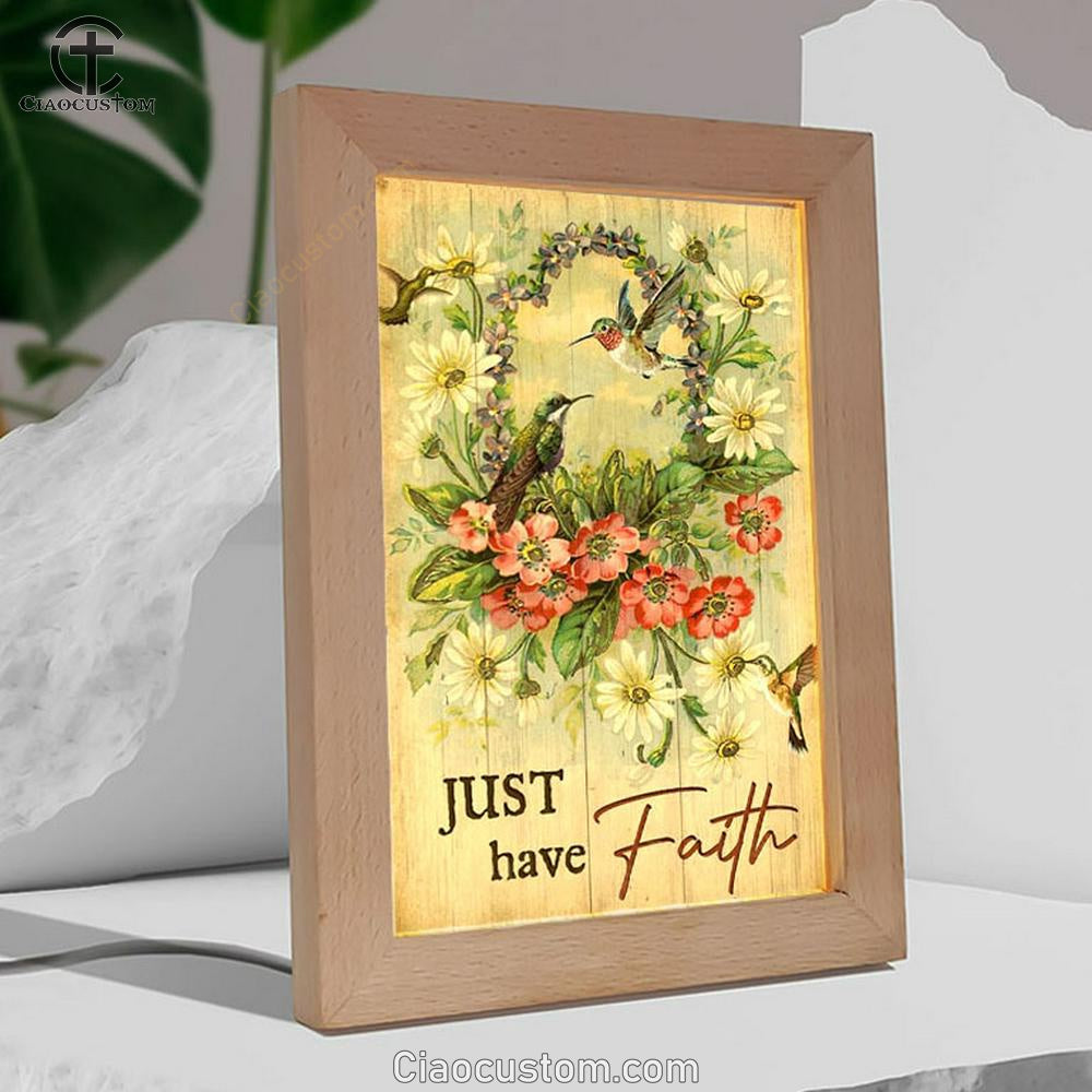 Hummingbird Flower Wreath Just Have Faith Frame Lamp