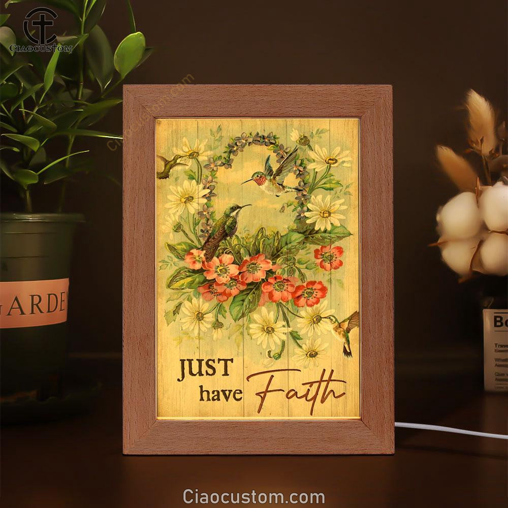 Hummingbird Flower Wreath Just Have Faith Frame Lamp