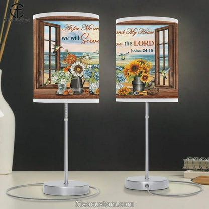 Hummingbird Flowers Beach We Will Serve The Lord Table Lamp