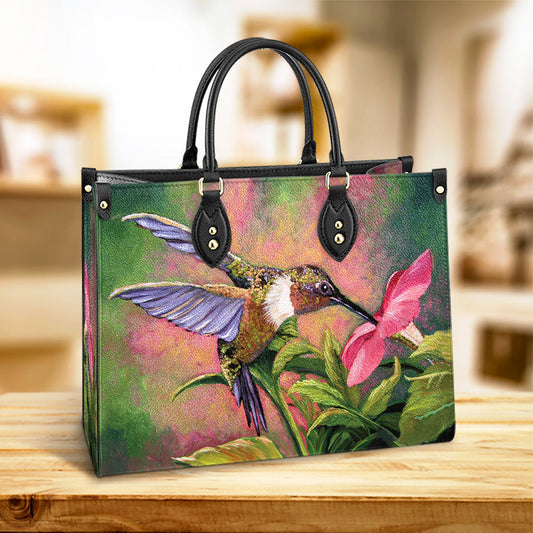 Hummingbird Flowers Beauty Leather Bag - Women's Pu Leather Bag - Best Mother's Day Gifts