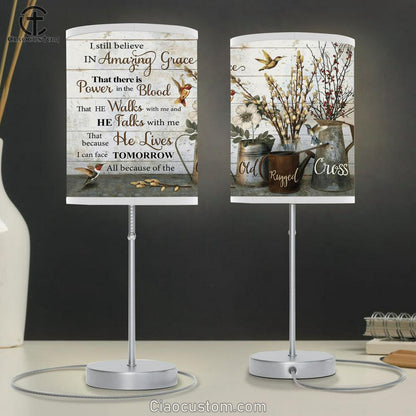 Hummingbird Flowers I Still Believe In Amazing Grace Table Lamp