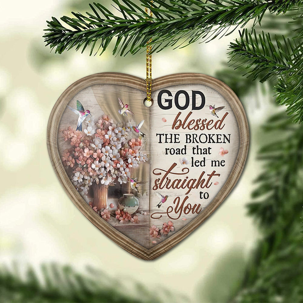 Hummingbird God Blessed Heart Ceramic Ornament - Christmas Ornament - Christmas Gift