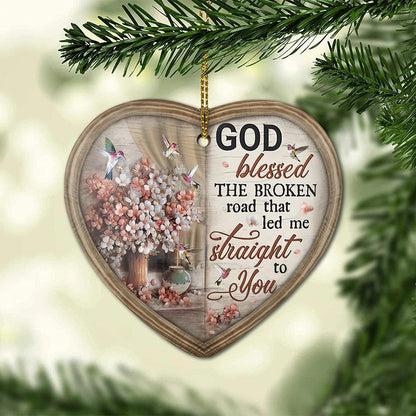 Hummingbird God Blessed Heart Ceramic Ornament - Christmas Ornament - Christmas Gift