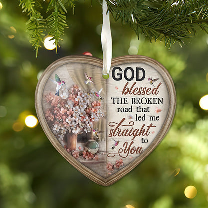 Hummingbird God Blessed Heart Ceramic Ornament - Christmas Ornament - Christmas Gift