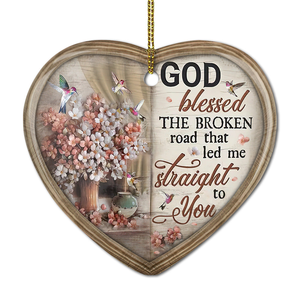 Hummingbird God Blessed Heart Ceramic Ornament - Christmas Ornament - Christmas Gift