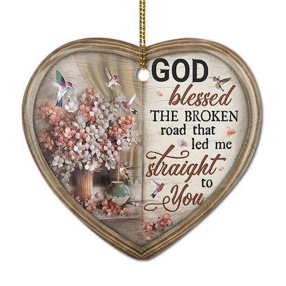 Hummingbird God Blessed Heart Ceramic Ornament - Christmas Ornament - Christmas Gift