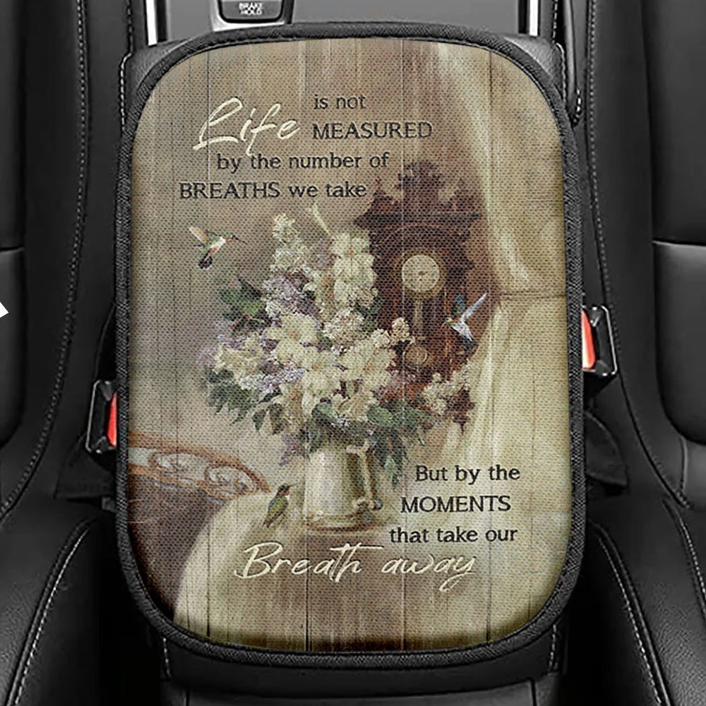 Hummingbird Life Is Not Measured By The Number Of Breaths Seat Box Cover, Bible Verse Car Center Console Cover, Christian Car Interior Accessories