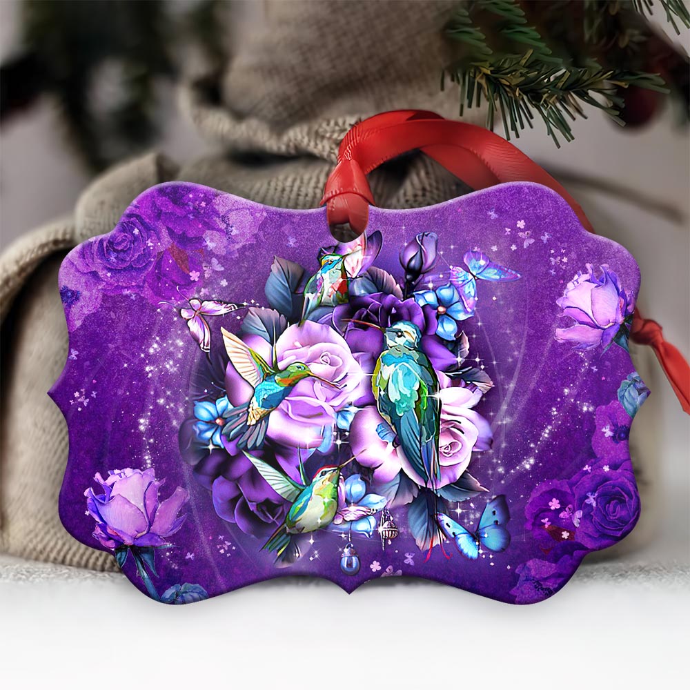 Hummingbird Magical Flower Metal Ornament - Christmas Ornament - Christmas Gift