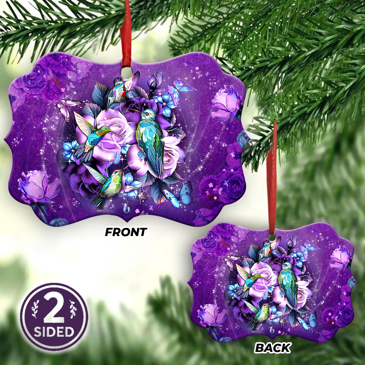 Hummingbird Magical Flower Metal Ornament - Christmas Ornament - Christmas Gift