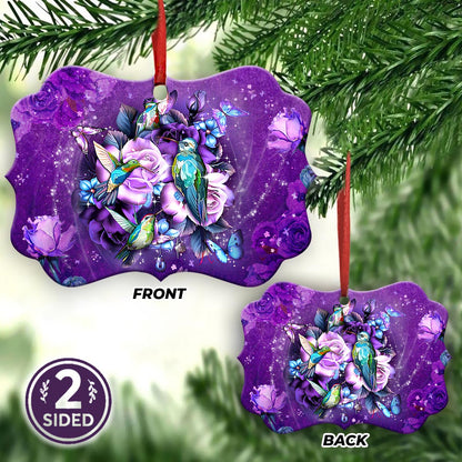 Hummingbird Magical Flower Metal Ornament - Christmas Ornament - Christmas Gift