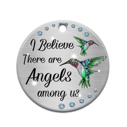 Hummingbird Memorial Angels Among Us Jewelry Style Ceramic Circle Ornament - Decorative Ornament - Christmas Ornament