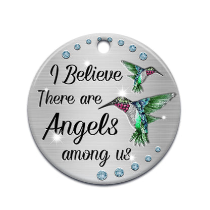 Hummingbird Memorial Angels Among Us Jewelry Style Circle Ornament - Christmas Ornament - Ciaocustom
