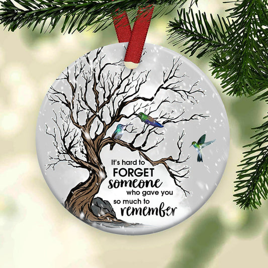 Hummingbird Memorial Hard To Forget Ceramic Circle Ornament - Decorative Ornament - Christmas Ornament