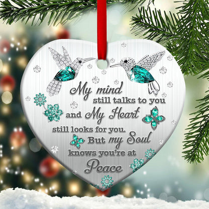 Hummingbird Memorial Jewelry Style Heart Ornament - Christmas Ornament - Ciaocustom