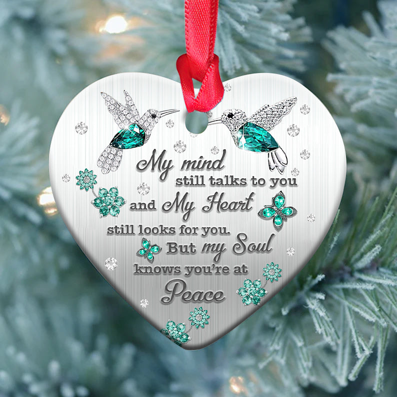 Hummingbird Memorial Jewelry Style Heart Ornament - Christmas Ornament - Ciaocustom