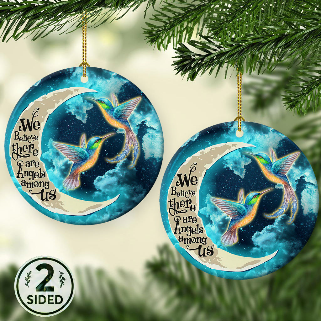 Hummingbird Memorial Moon Ceramic Circle Ornament - Decorative Ornament - Christmas Ornament