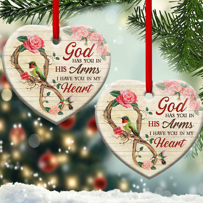 Hummingbird Memorial Wood Style Heart Ceramic Ornament - Christmas Ornament - Christmas Gift