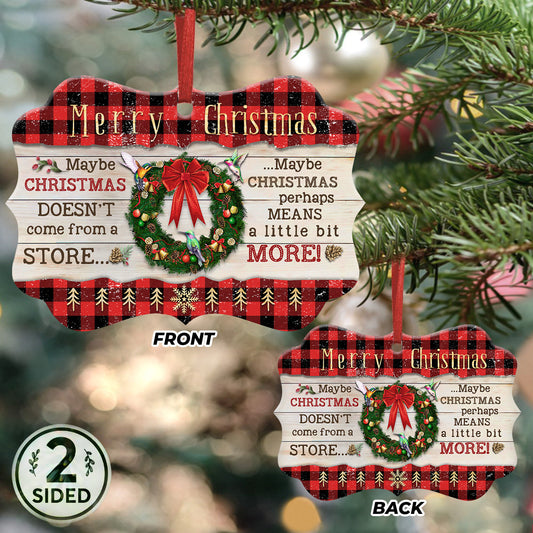 Hummingbird Merry Christmas Metal Ornament - Christmas Ornament - Christmas Gift