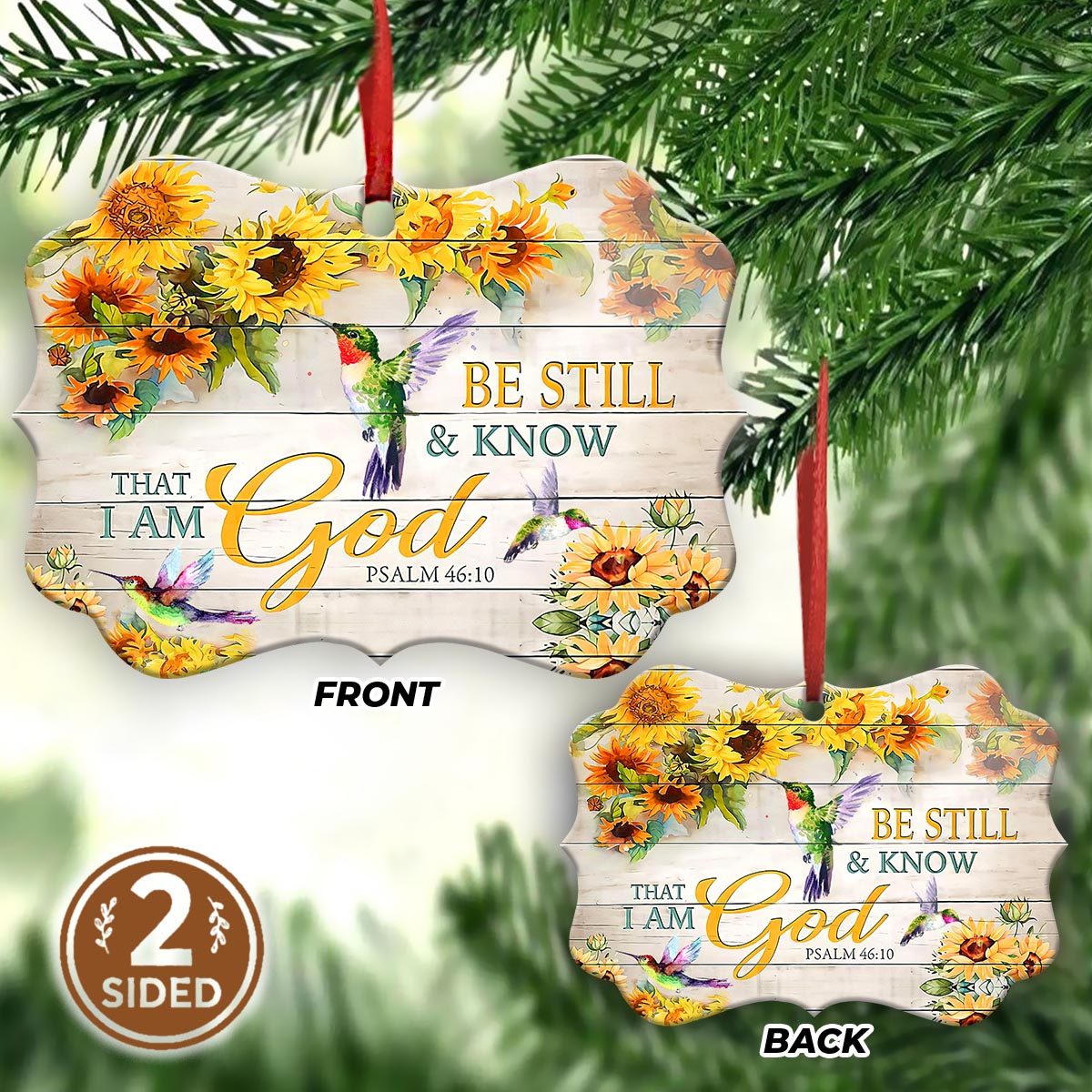 Hummingbird Sunflower Faith Style Metal Ornament - Christmas Ornament - Christmas Gift