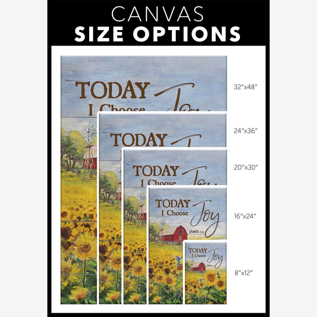 Hummingbird Sunflower Today I Choose Joy James 12 Farmhouse Canvas Wall Art - Christian Canvas Prints - Bible Verse Canvas