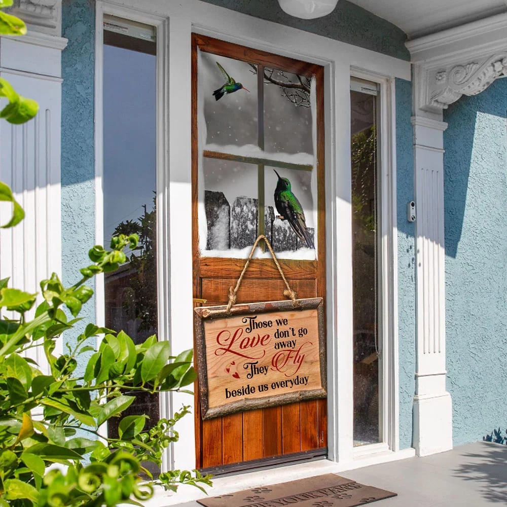 Hummingbird Those We Love Don't Go Away Door Cover - Religious Door Decorations