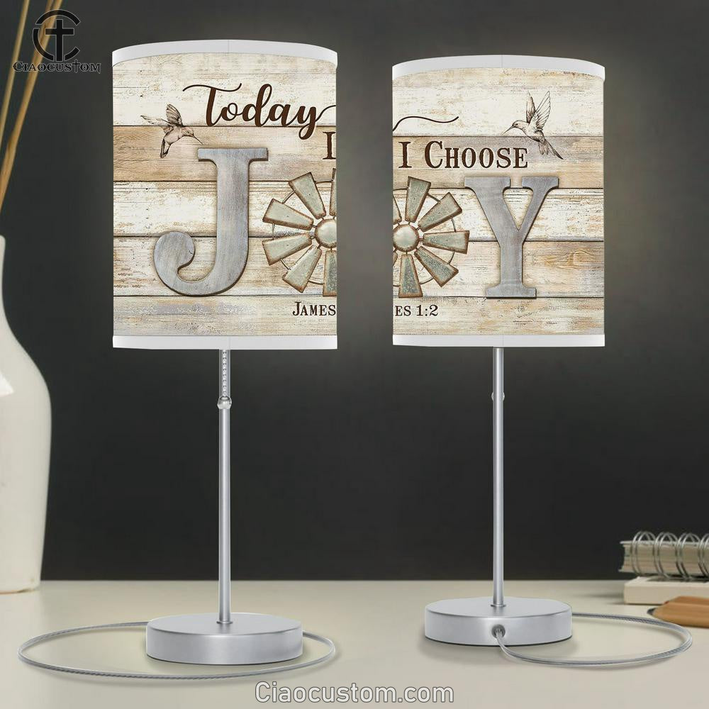 Hummingbird Windmill Symbol Today I Choose Joy Table Lamp Prints - Religious Table Lamp Art - Christian Home Decor