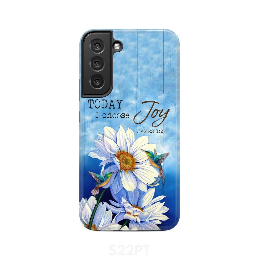 Hummingbird With Daisies Today I Choose Joy James 12 Bible Verse Phone Case - Scripture Phone Cases - Iphone Cases Christian