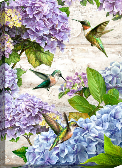 Hummingbirds And Hydrangeas Canvas Wall Art - Christian Wall Decor - Religious Gift