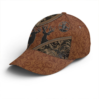 Hunting Deer Leather Style Baseball Cap