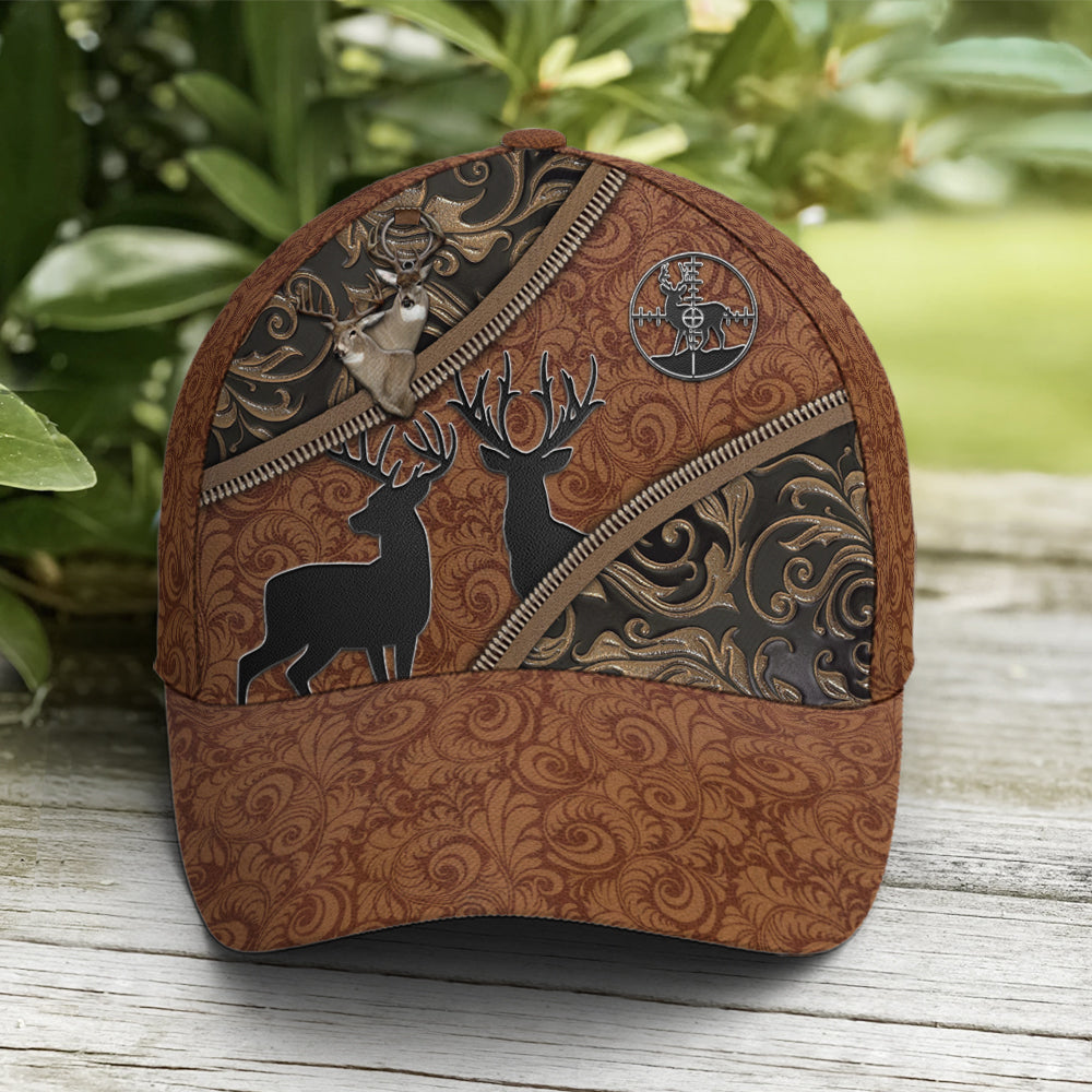 Hunting Deer Leather Style Baseball Cap