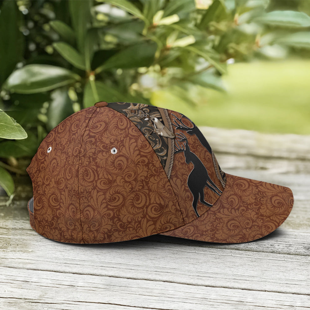 Hunting Deer Leather Style Baseball Cap