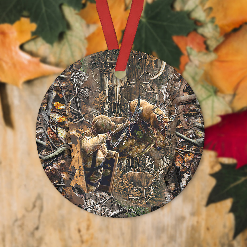 Hunting Passion Ceramic Circle Ornament - Decorative Ornament - Christmas Ornament