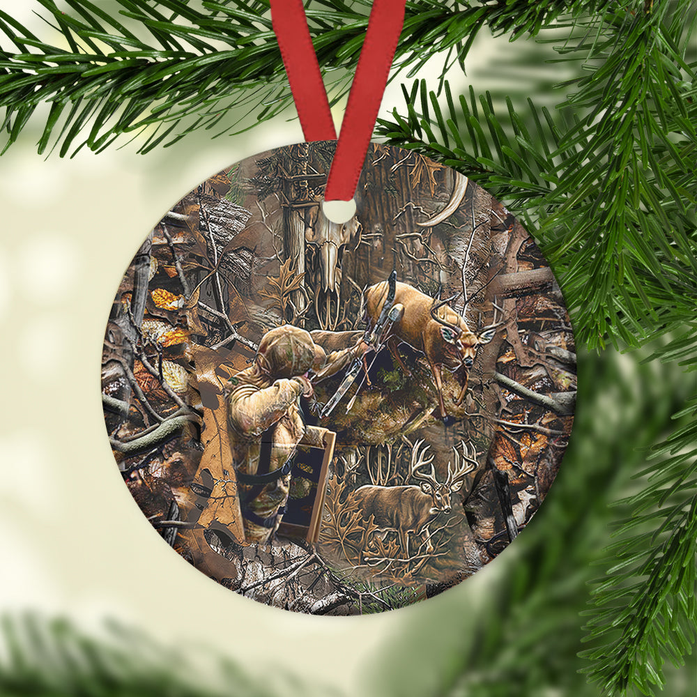 Hunting Passion Ceramic Circle Ornament - Decorative Ornament - Christmas Ornament