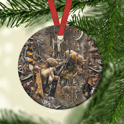 Hunting Passion Ceramic Circle Ornament - Decorative Ornament - Christmas Ornament