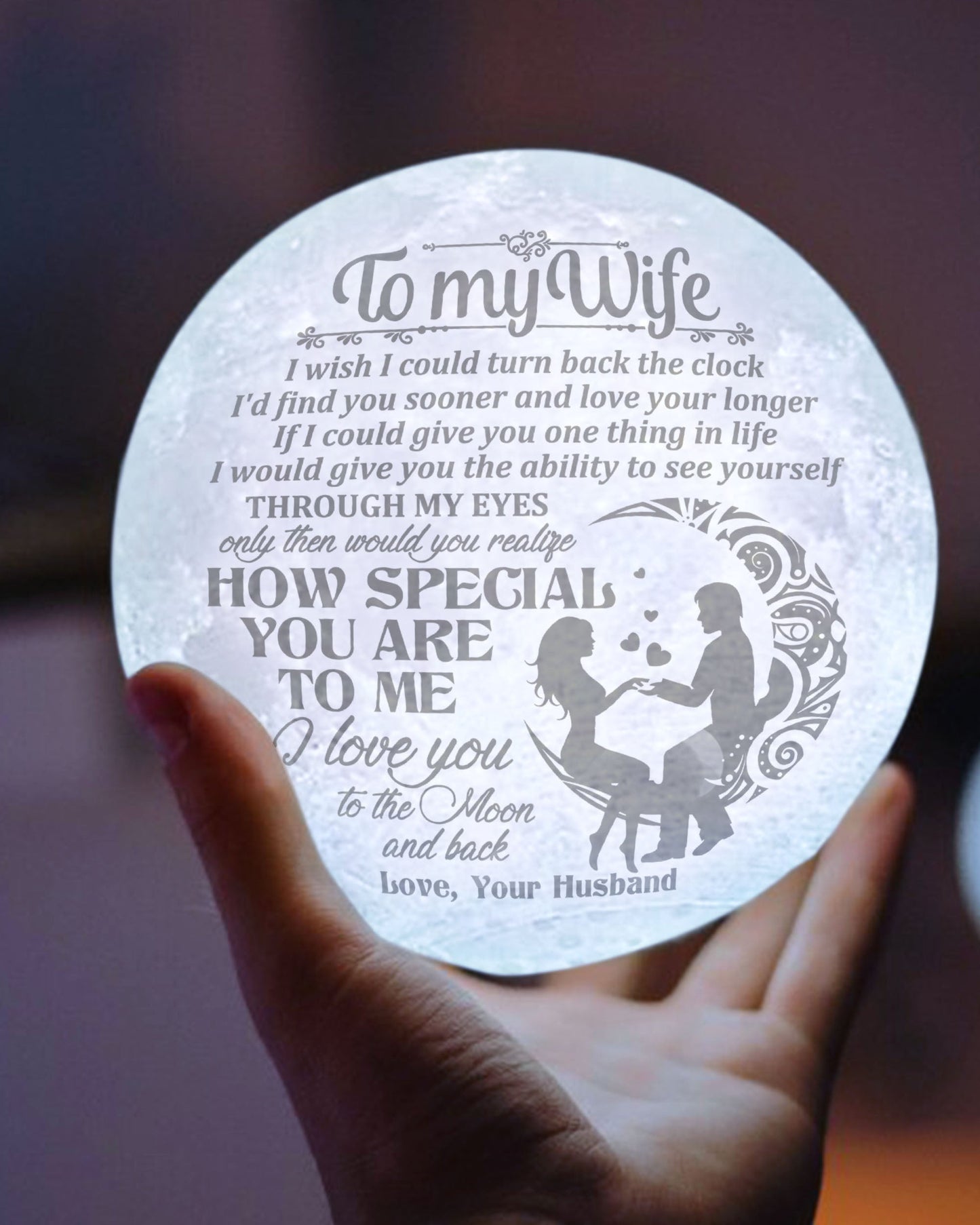 Husband to Wife How Special You Are To Me 3d Printed Moon Lamp - To My Wife - Valentines Gifts For Wife - Marriage Gifts For Couple - Anniversary Gift