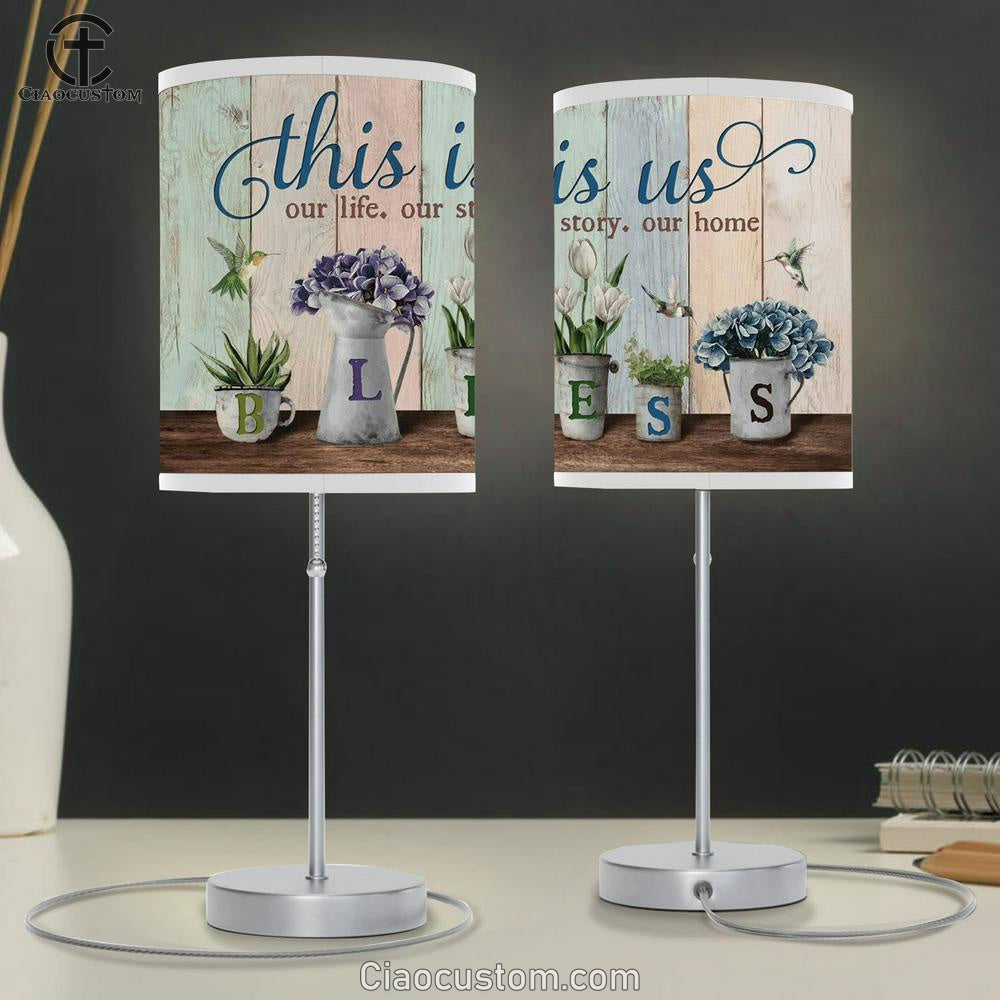 Hydrangea Flower Hummingbird Tulip Painting This Is Us Table Lamp