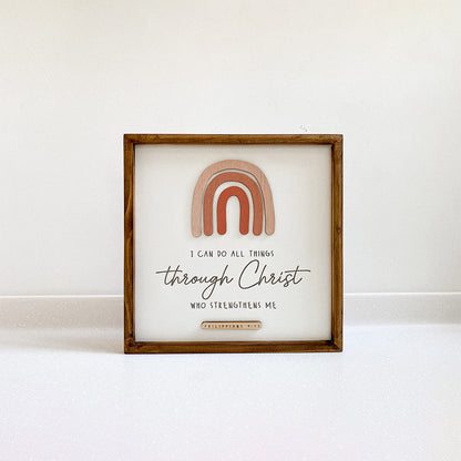 I Can Do All Things Through Christ Wood Sign - Christian Wood Signs - Bible Verse Wall Art