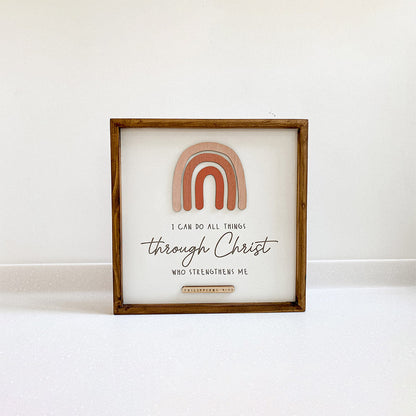 I Can Do All Things Through Christ Wood Sign - Christian Wood Signs - Bible Verse Wall Art