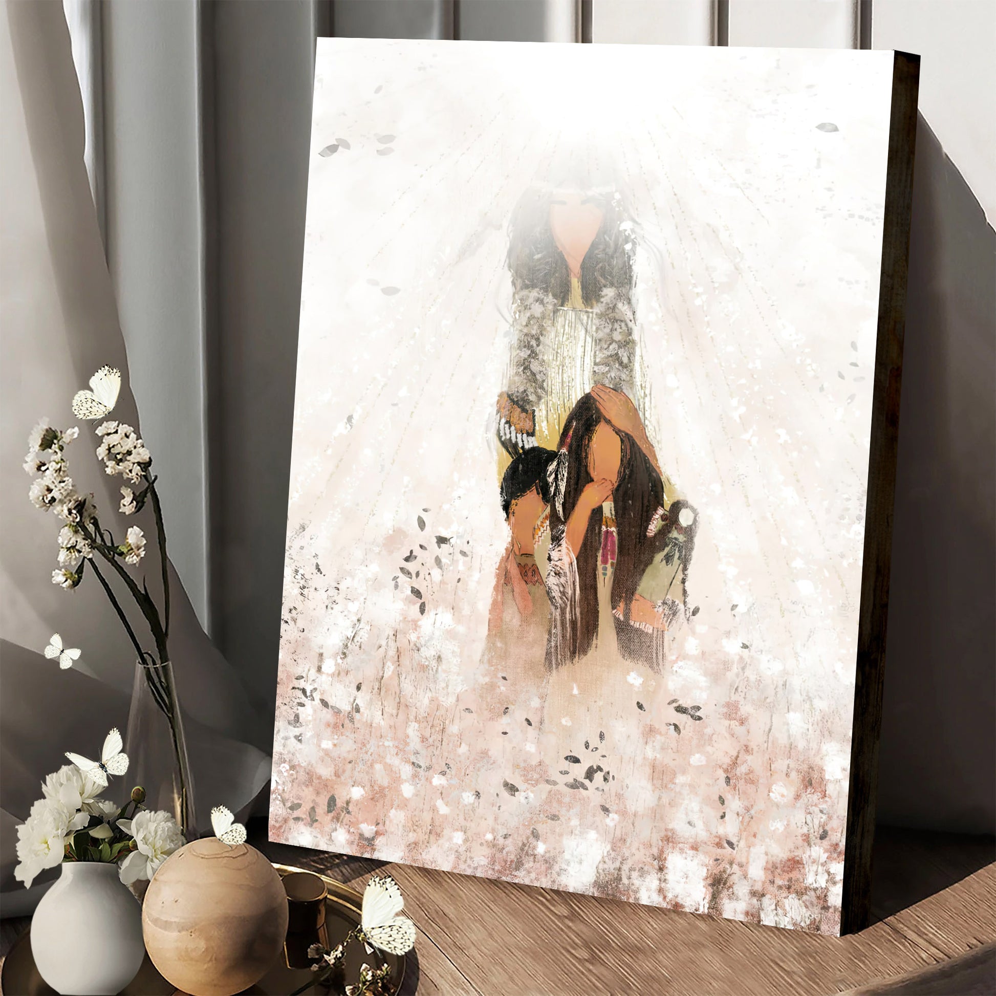 I Will Not Forget Canvas Painting - Woman Stands Behind Two Children Poster