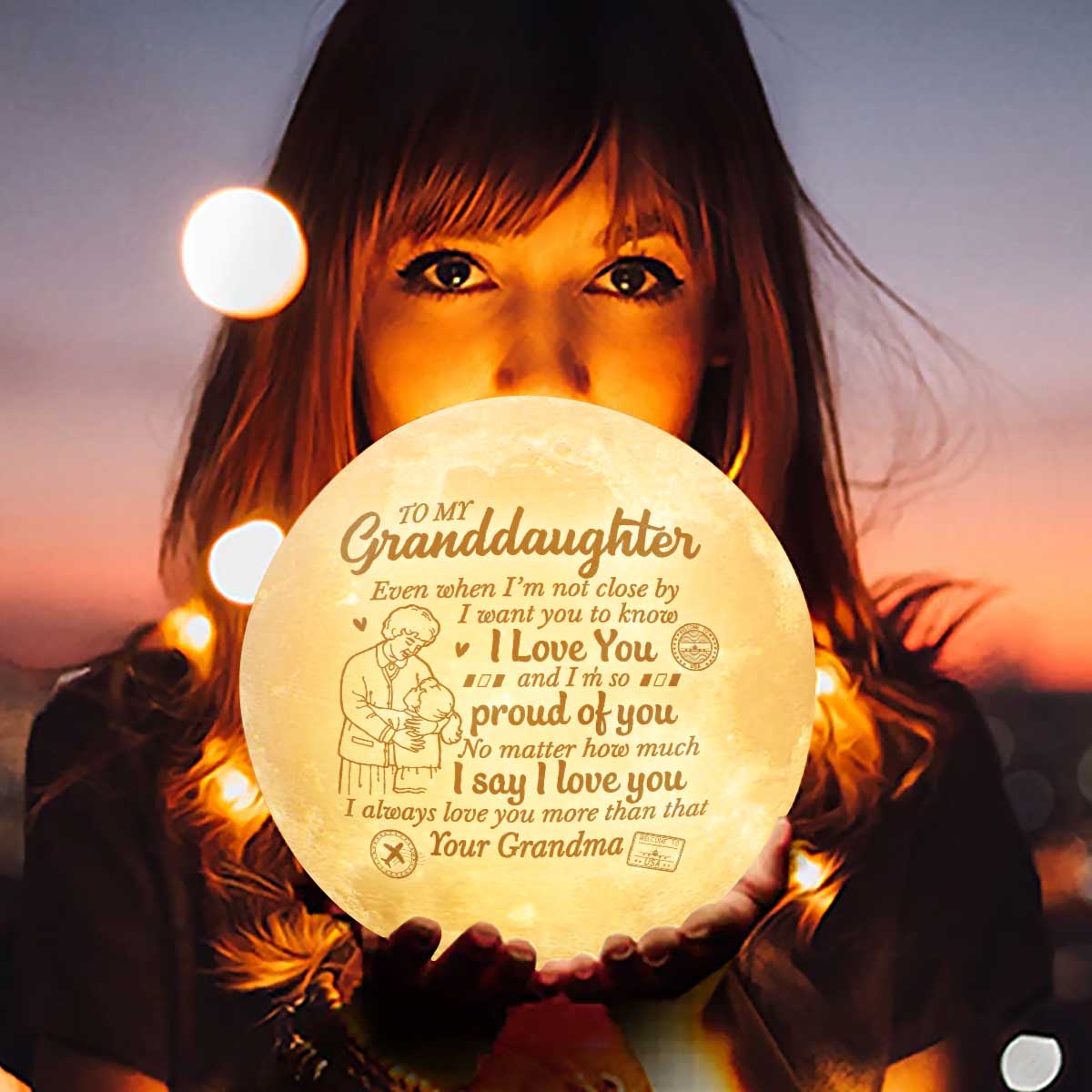 I Always Love You More Than That 3d Printed Moon Lamp - To My Granddaughter - Gift For Granddaughter - Engraved Moon Lamp