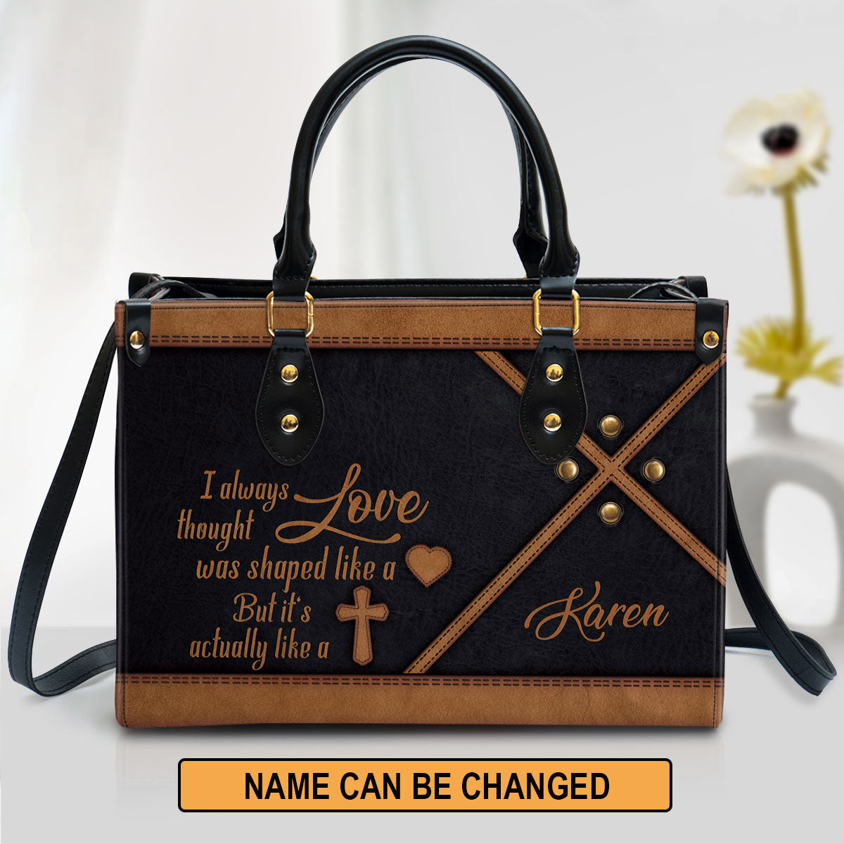 I Always Thought Love Was Shaped Like A Heart Personalized Christian Leather Bag For Women - Religious Gifts For Women