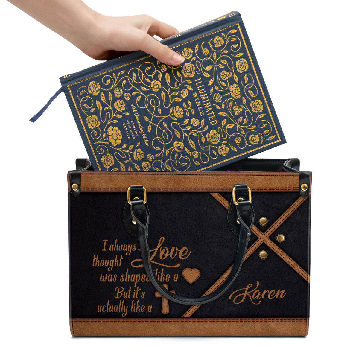 I Always Thought Love Was Shaped Like A Heart Personalized Christian Leather Bag For Women - Religious Gifts For Women